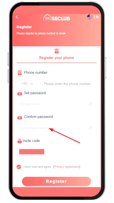 Confirm the password